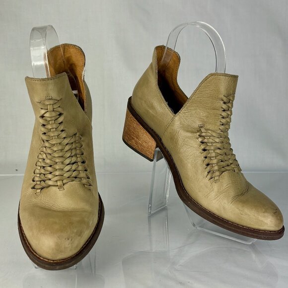 SALE! Latigo Handwoven Leather Ankle Boots - Boho Western Chic 6.5 - Picture 1 of 14